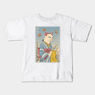 White Cat Ukiyo-e Kids T-Shirt